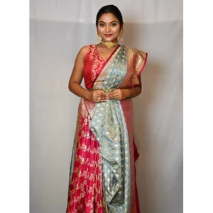 GREY PINK PATLIPALLU BANARASI SAREE